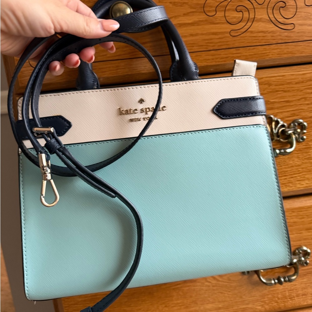 Kate Spade Aqua and Cream Purse and matching Wallet - Picture 3 of 6